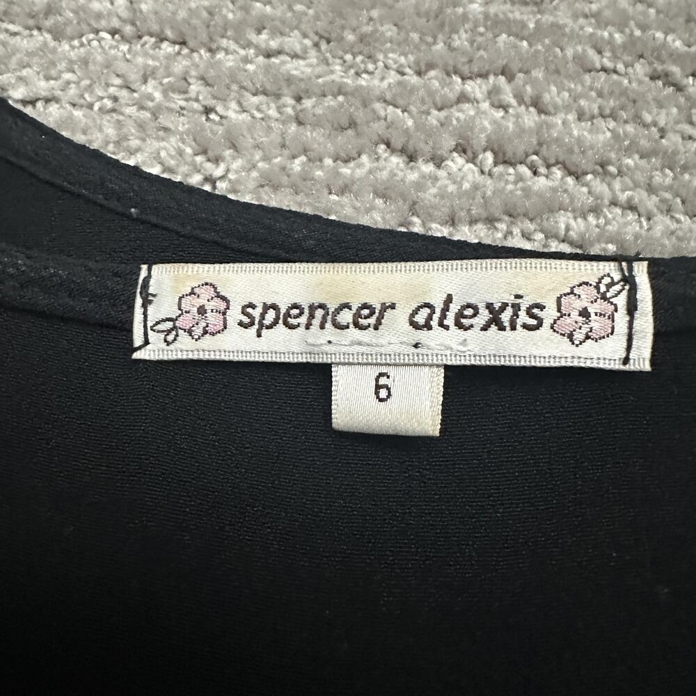 Spencer Alexis Dress Jacket Set Womens 6 Black Blue Velvet Floral Boho Formal - Picture 4 of 16